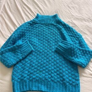 Vici Bright Turquoise Textured Turtleneck Sweater